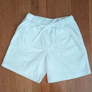 Women's White Pull-On Shorts PS Mid-Rise Draw String Back & Side Pockets